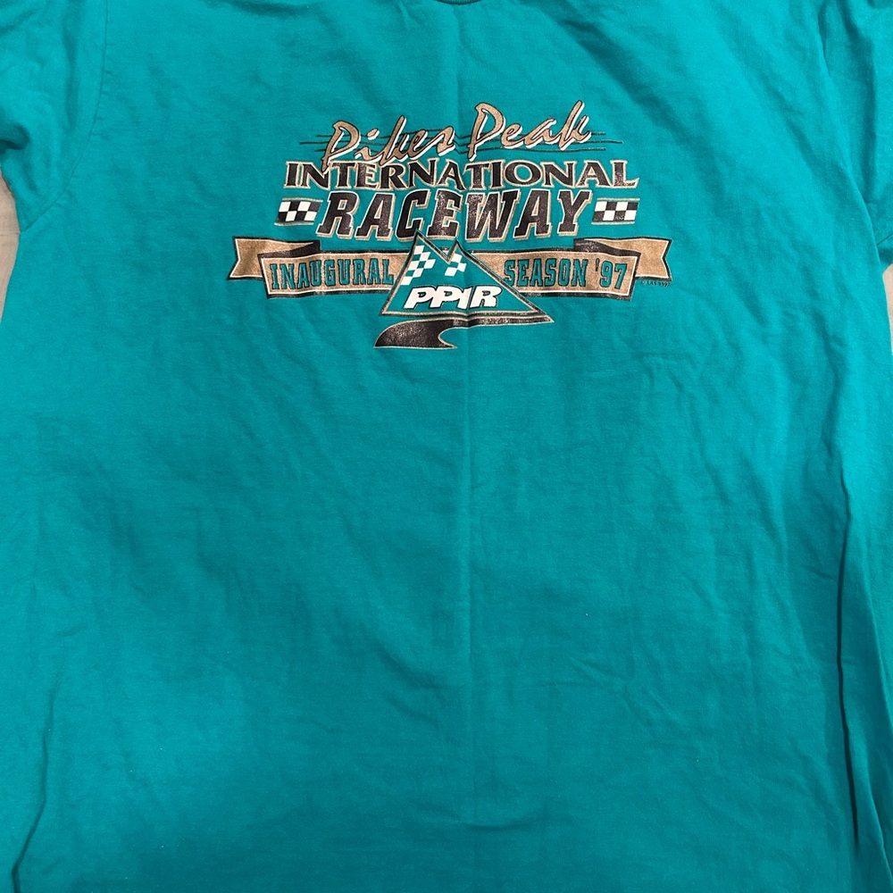 VINTAGE 1997 Fruit of the Loom Teal Heavy Cotton T-Shirt